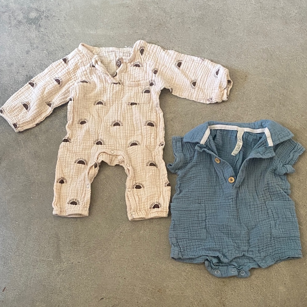 Charming Blue and Cream gauzy onesies